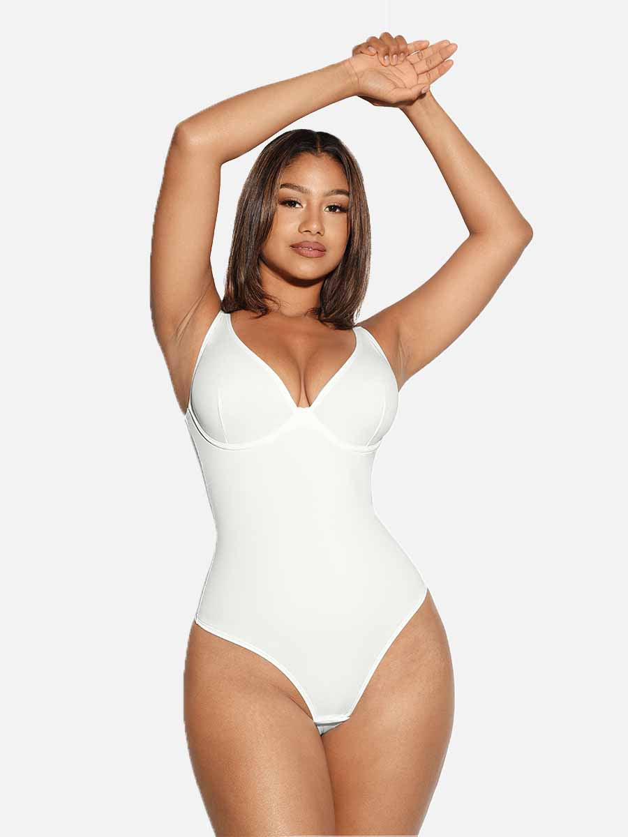 V Neck Tummy Control Shaping Bodysuit