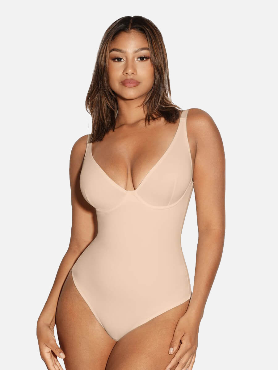 V Neck Tummy Control Shaping Bodysuit