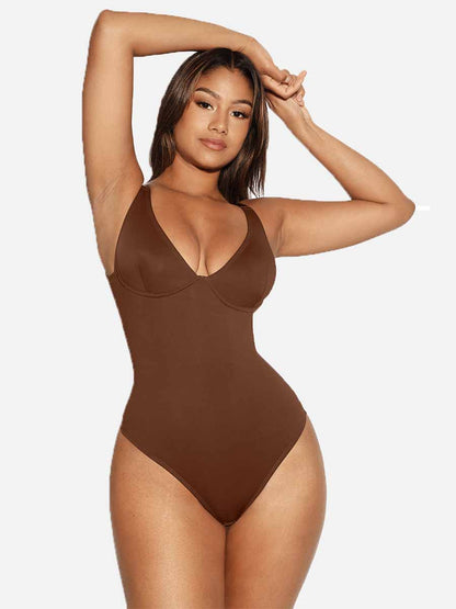 V Neck Tummy Control Shaping Bodysuit
