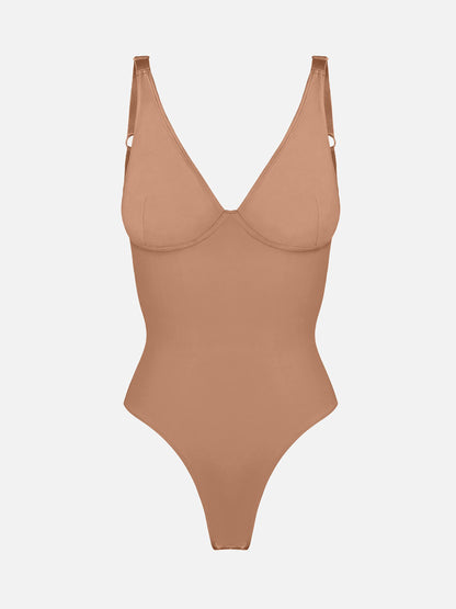 V Neck Tummy Control Shaping Bodysuit