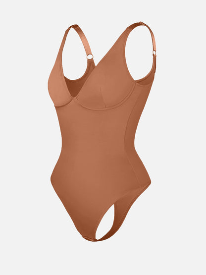 V Neck Tummy Control Shaping Bodysuit