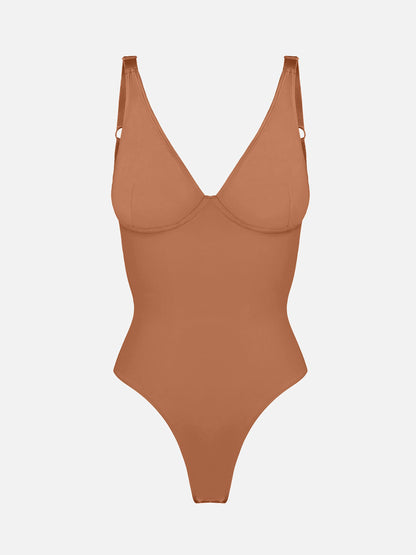 V Neck Tummy Control Shaping Bodysuit