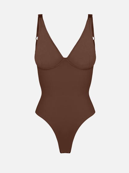 V Neck Tummy Control Shaping Bodysuit