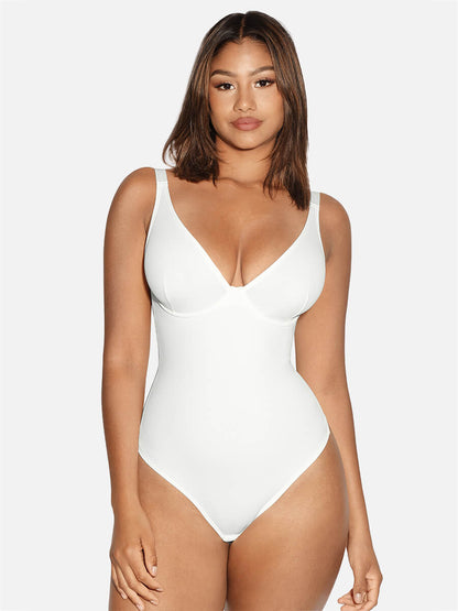 V Neck Tummy Control Shaping Bodysuit