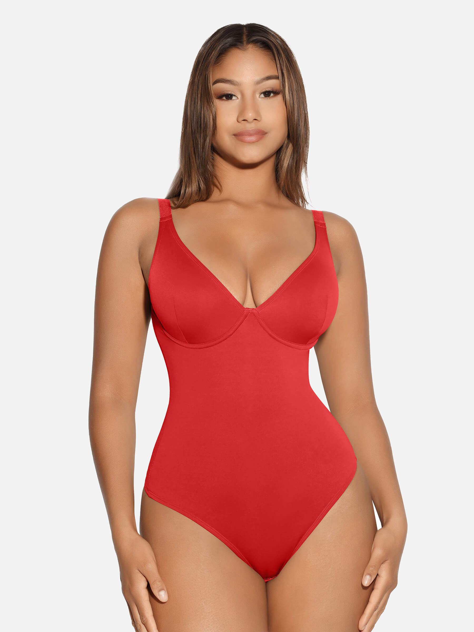 V Neck Tummy Control Shaping Bodysuit