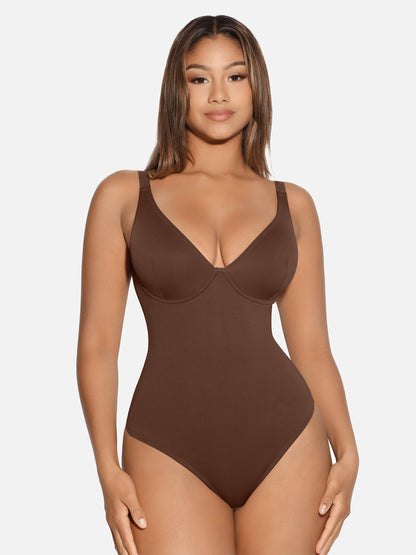 V Neck Tummy Control Shaping Bodysuit