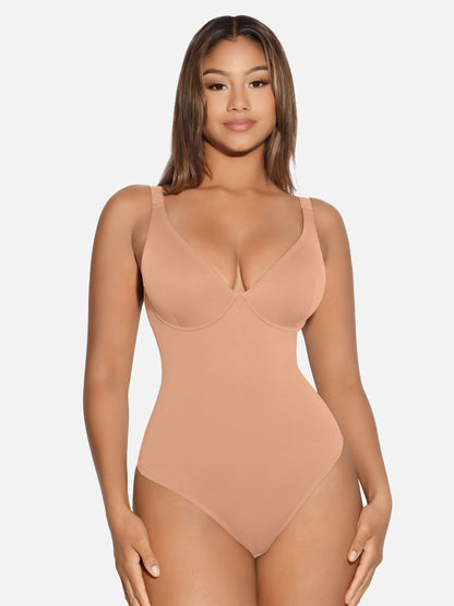 V Neck Tummy Control Shaping Bodysuit