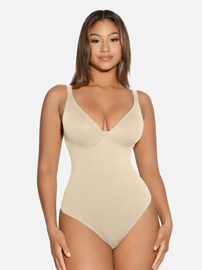 V Neck Tummy Control Shaping Bodysuit