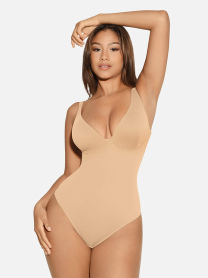 V Neck Tummy Control Shaping Bodysuit