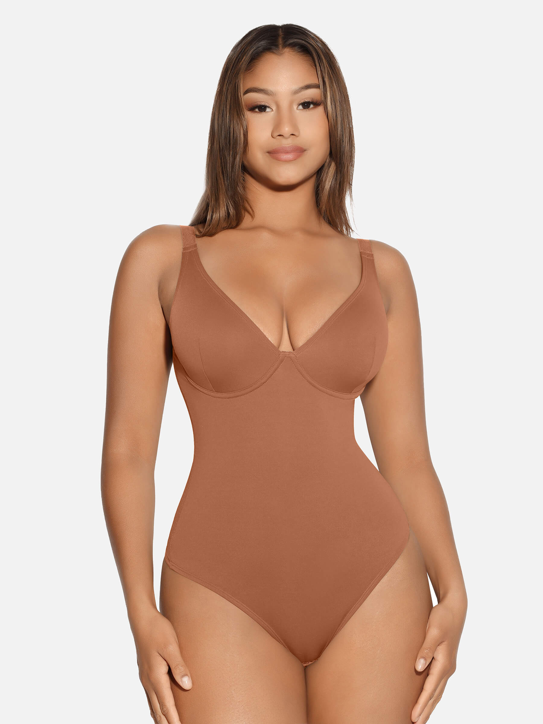 V Neck Tummy Control Shaping Bodysuit