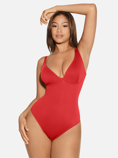 V Neck Tummy Control Shaping Bodysuit