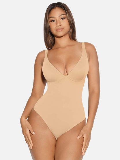 V Neck Tummy Control Shaping Bodysuit