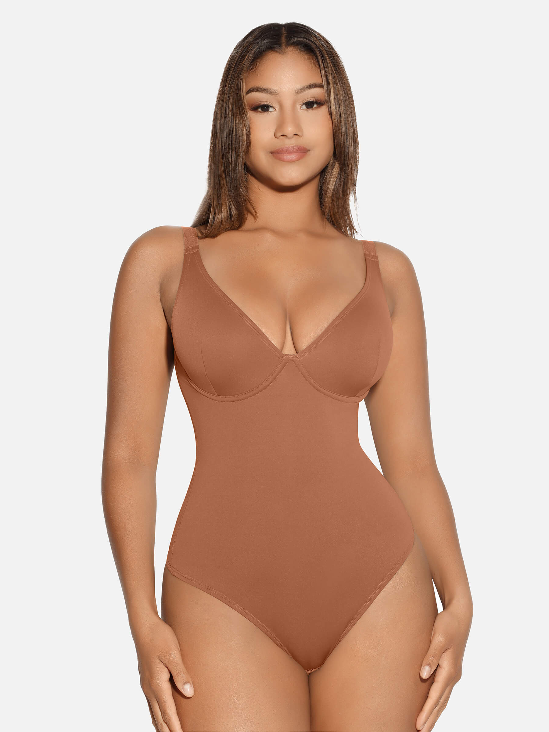 V Neck Tummy Control Shaping Bodysuit