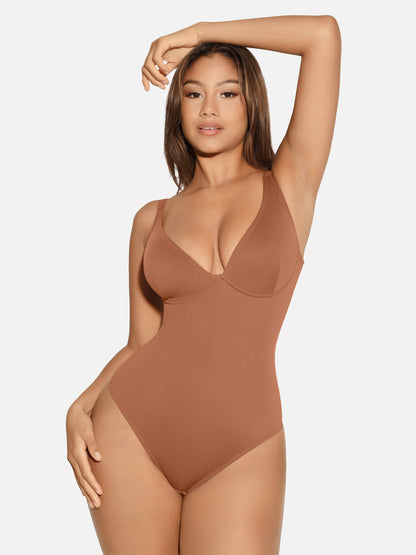 V Neck Tummy Control Shaping Bodysuit