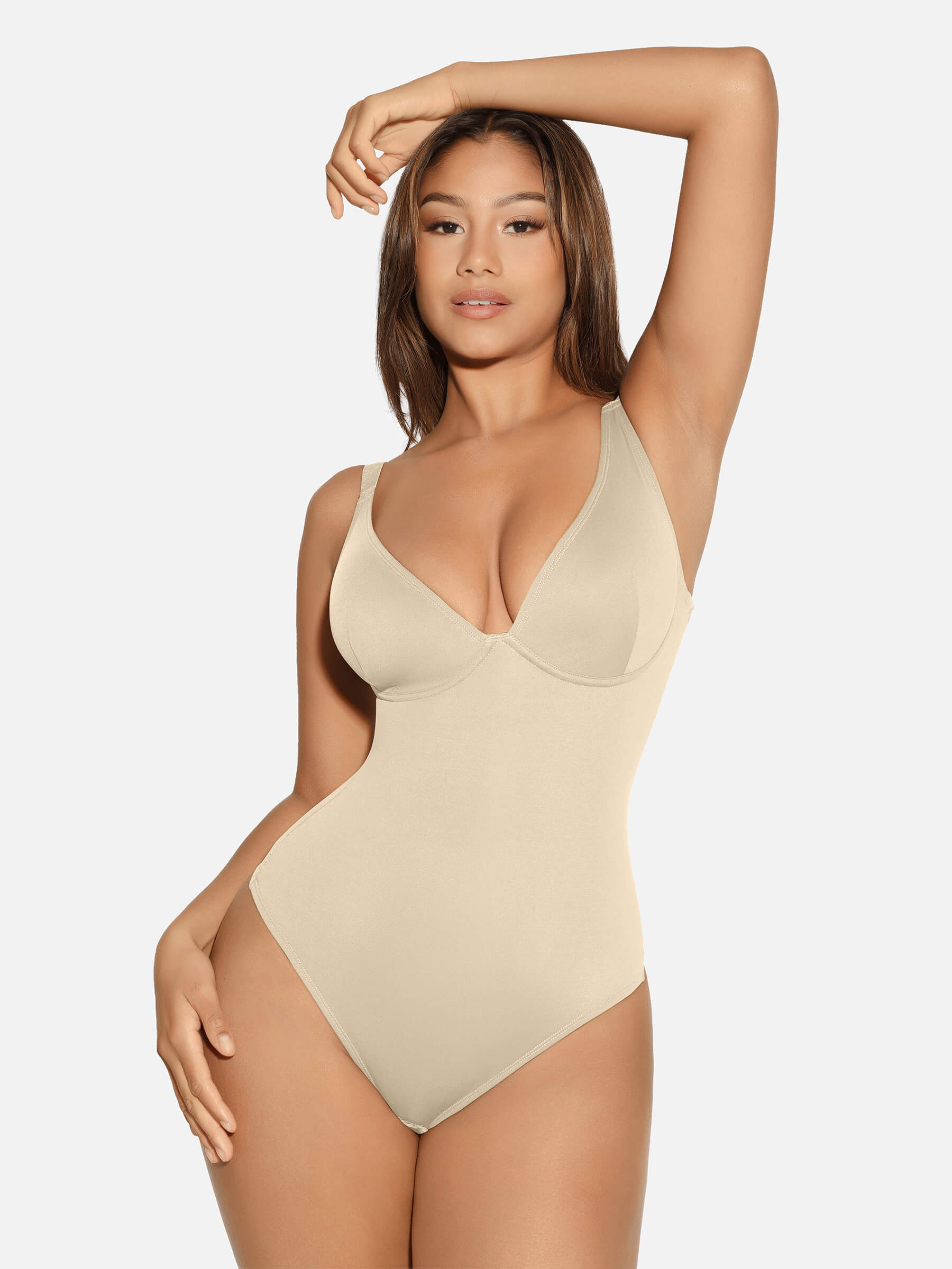V Neck Tummy Control Shaping Bodysuit