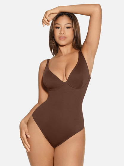 V Neck Tummy Control Shaping Bodysuit