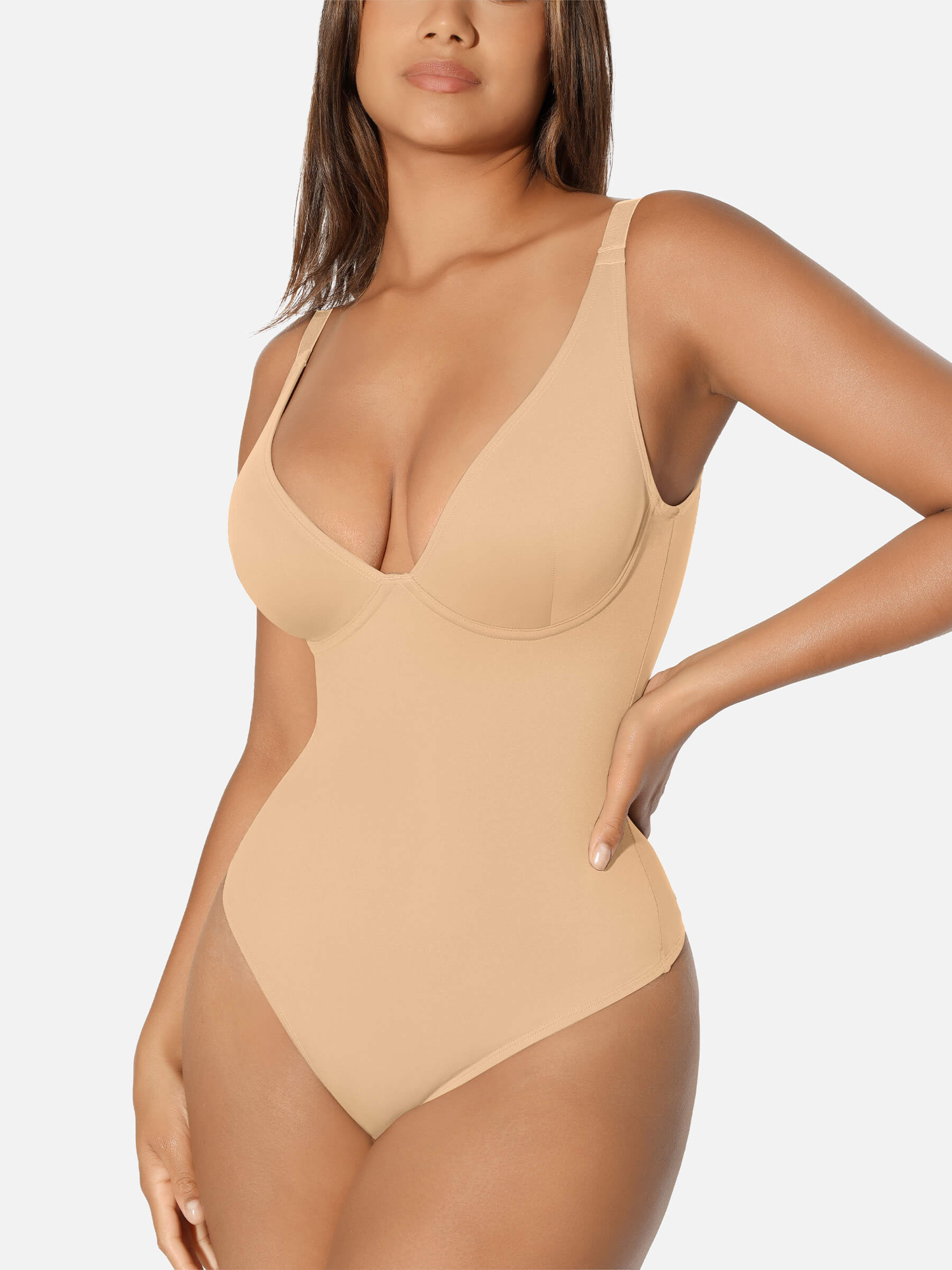 V Neck Tummy Control Shaping Bodysuit