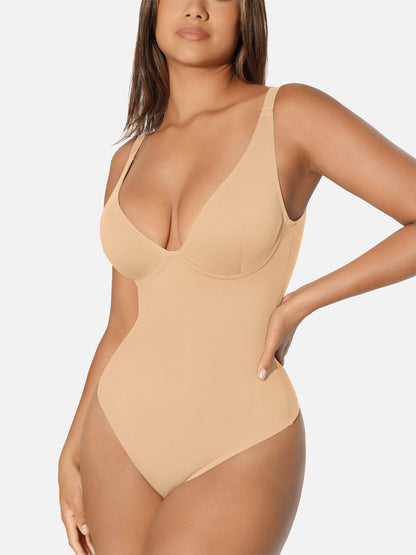 V Neck Tummy Control Shaping Bodysuit