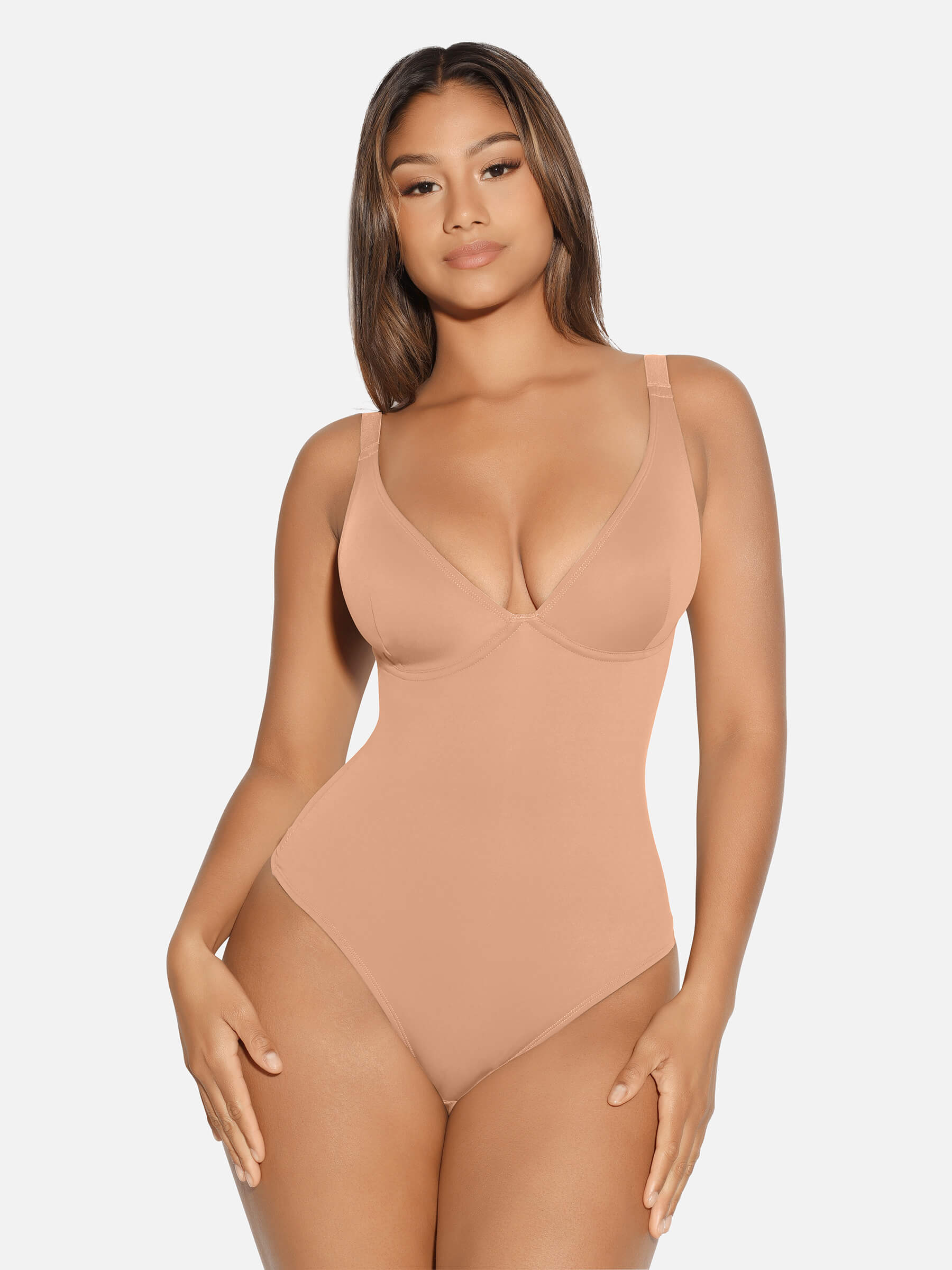 V Neck Tummy Control Shaping Bodysuit