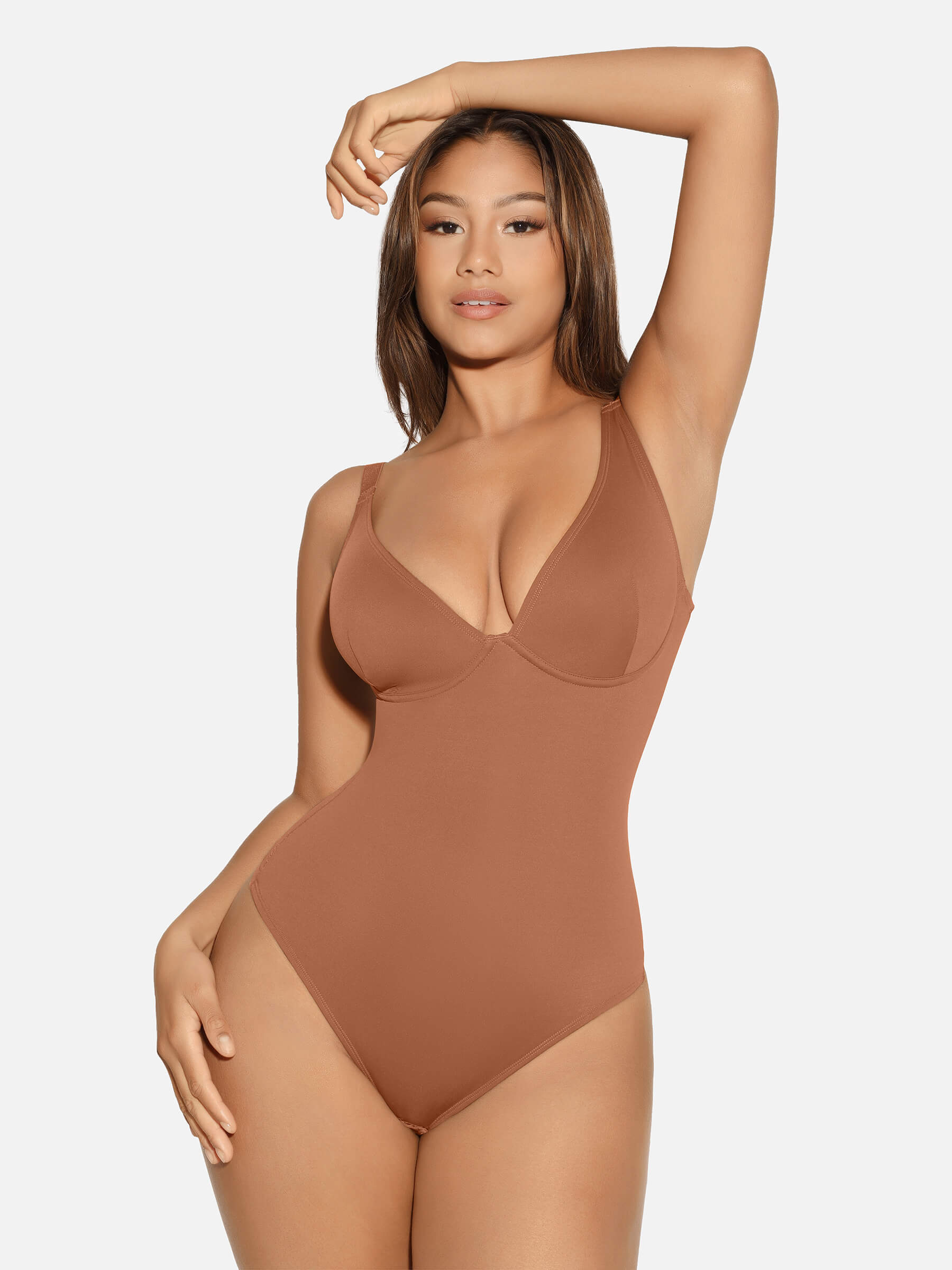 V Neck Tummy Control Shaping Bodysuit