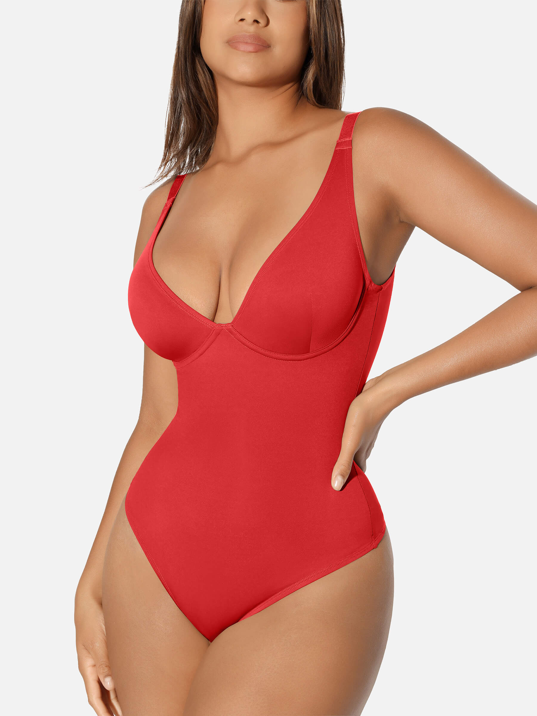 V Neck Tummy Control Shaping Bodysuit