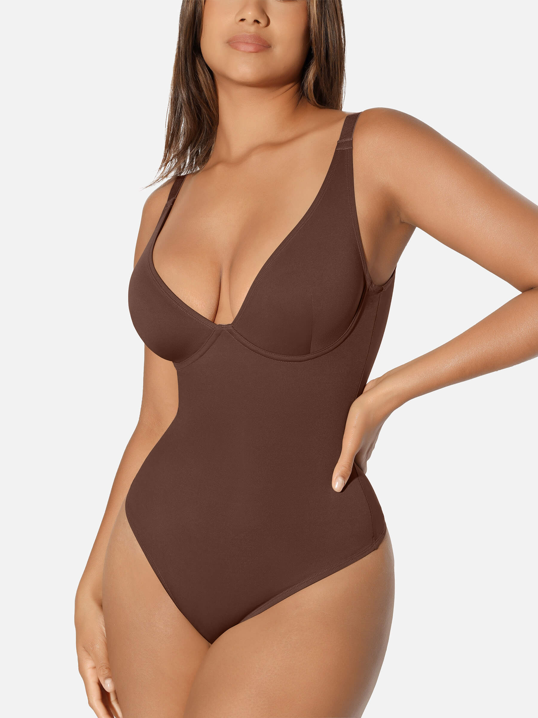 V Neck Tummy Control Shaping Bodysuit