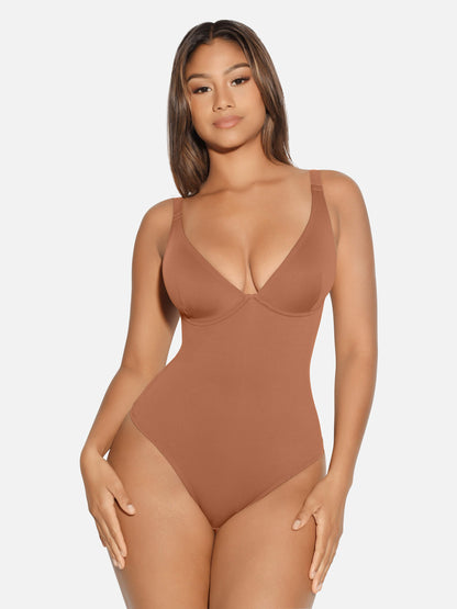 V Neck Tummy Control Shaping Bodysuit