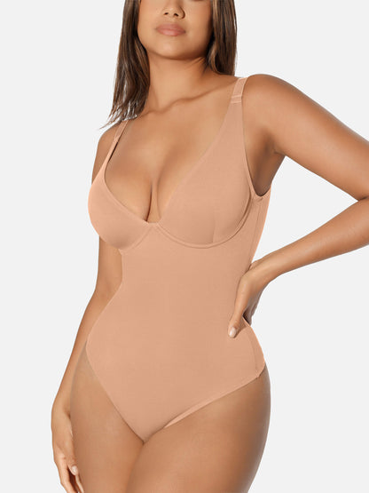 V Neck Tummy Control Shaping Bodysuit