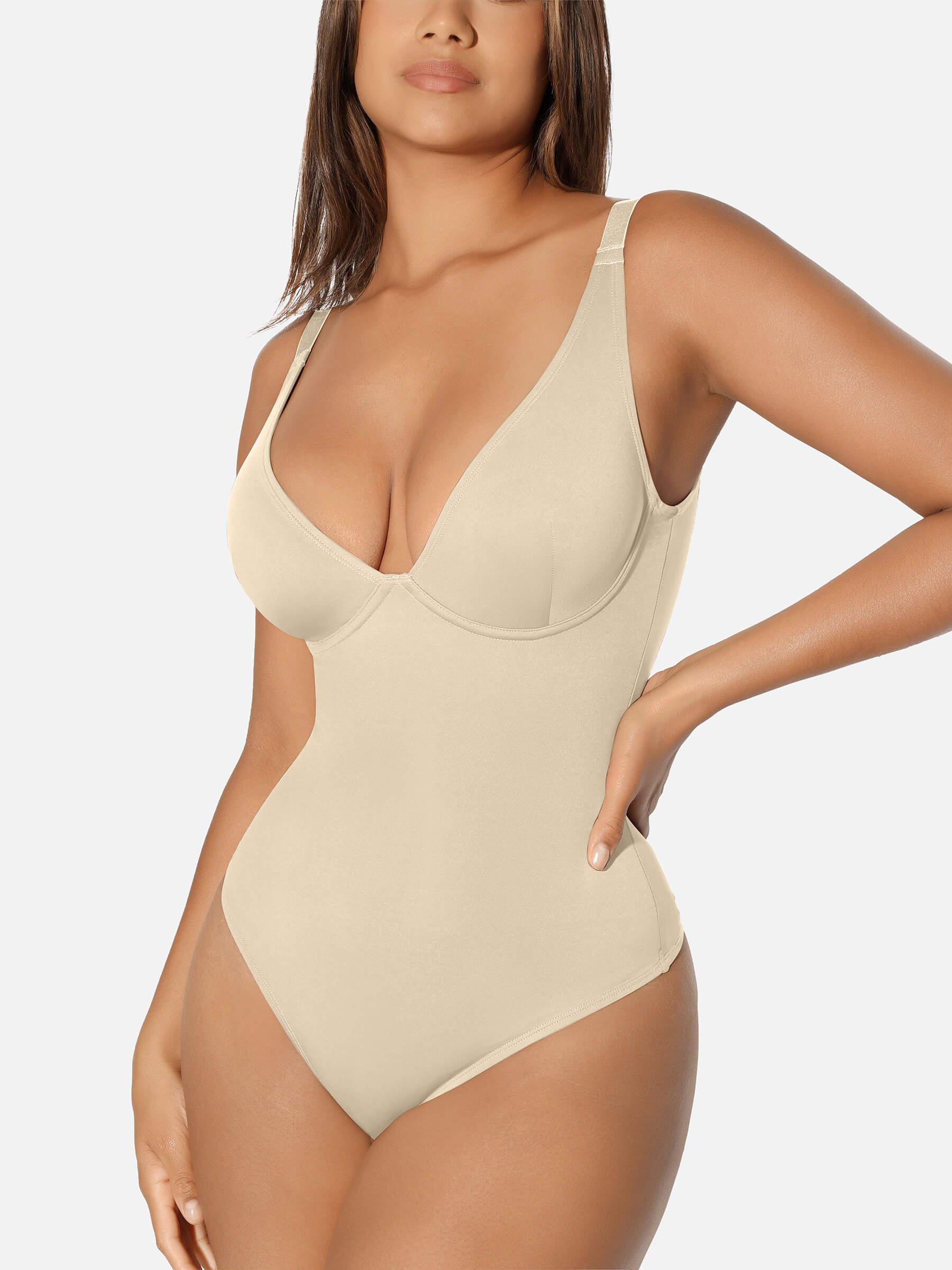 V Neck Tummy Control Shaping Bodysuit