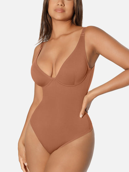 V Neck Tummy Control Shaping Bodysuit