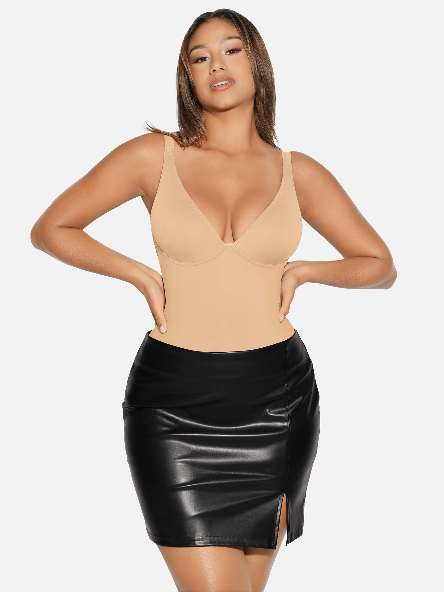 V Neck Tummy Control Shaping Bodysuit