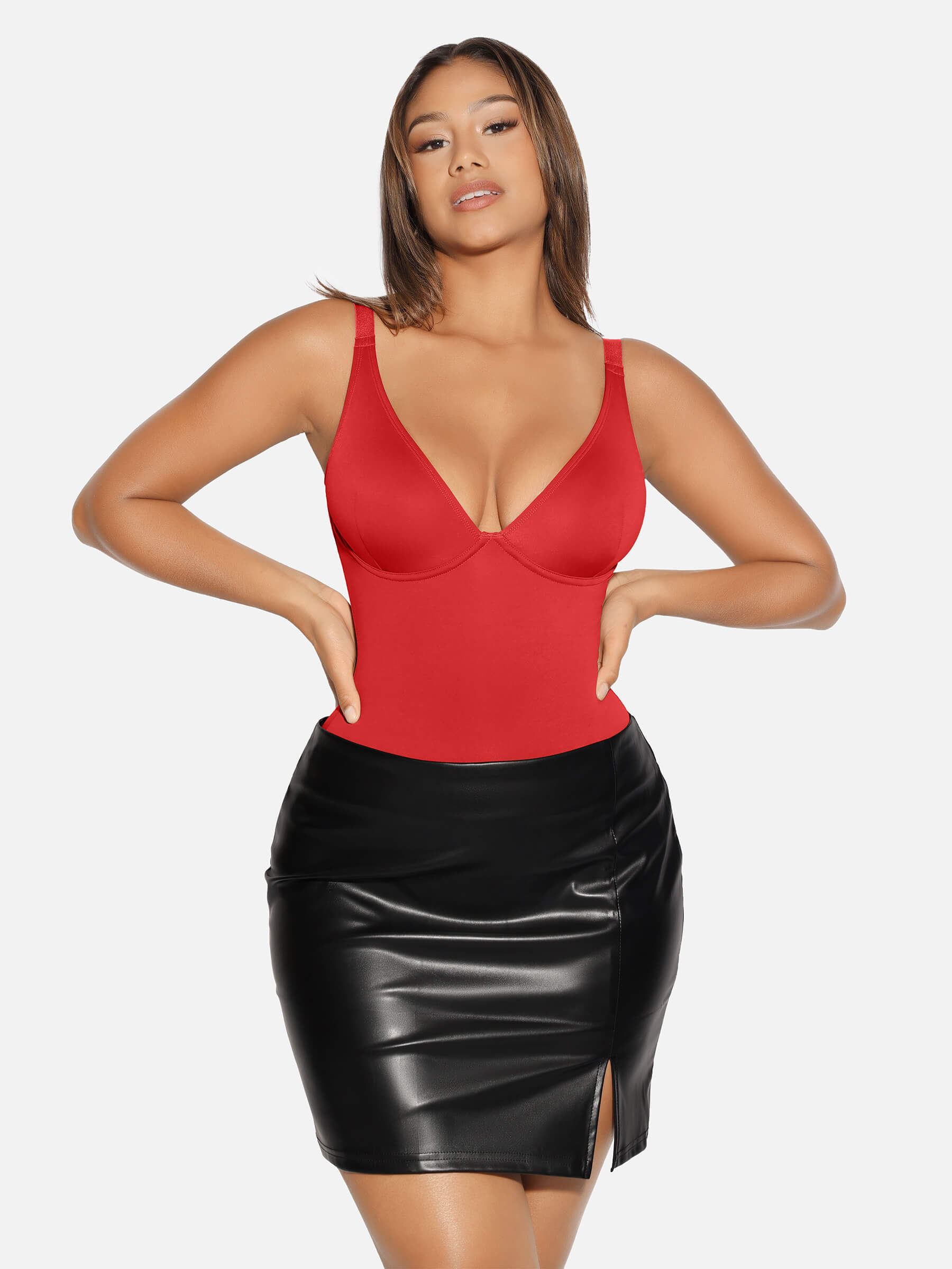 V Neck Tummy Control Shaping Bodysuit