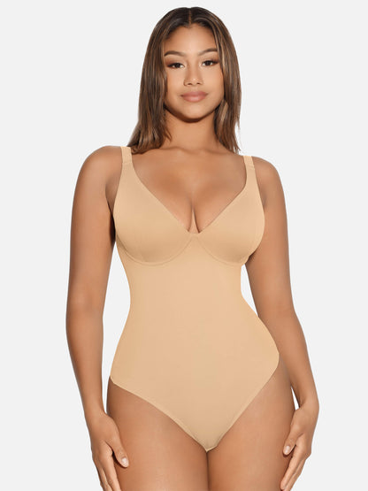 V Neck Tummy Control Shaping Bodysuit