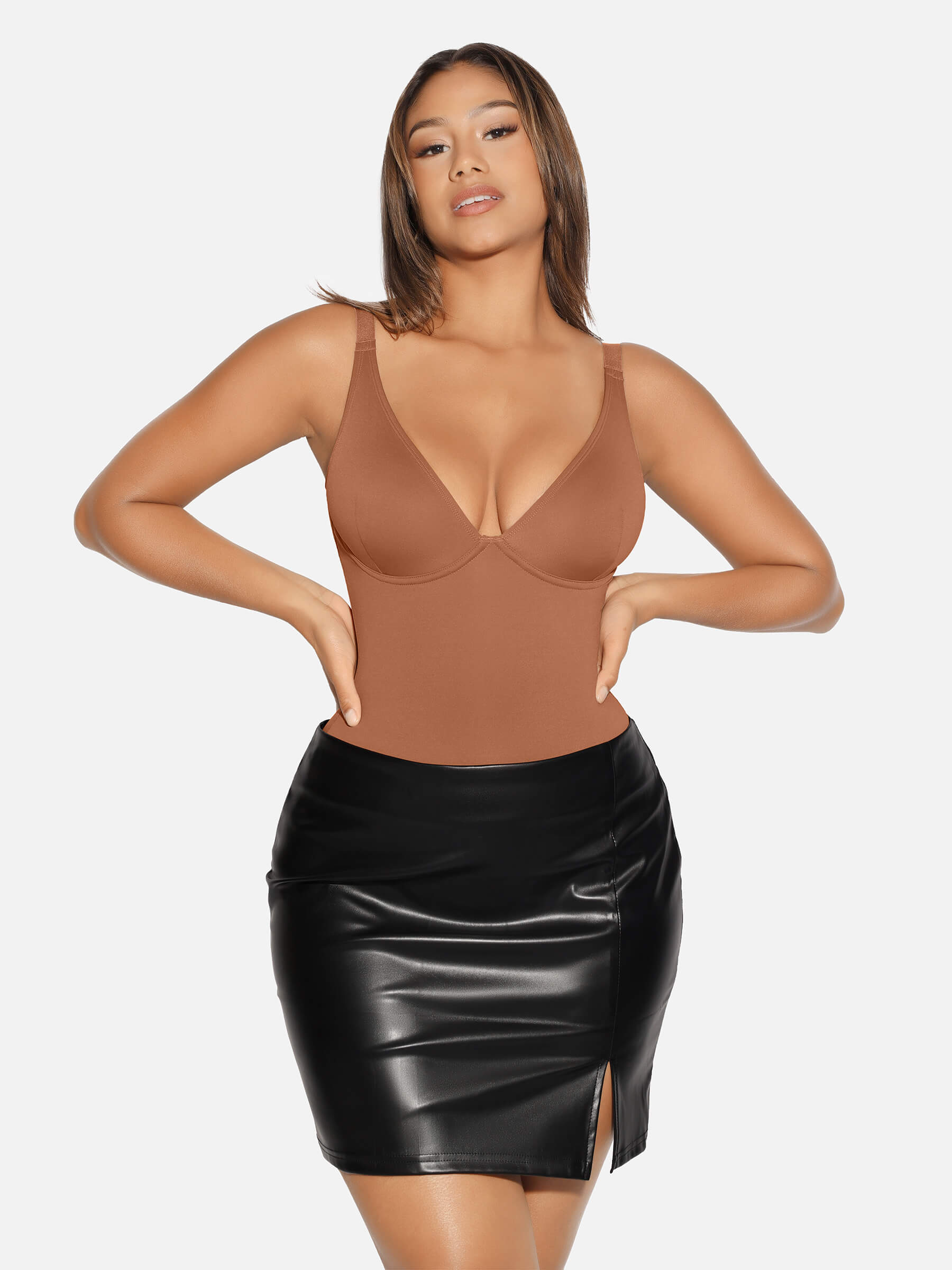 V Neck Tummy Control Shaping Bodysuit