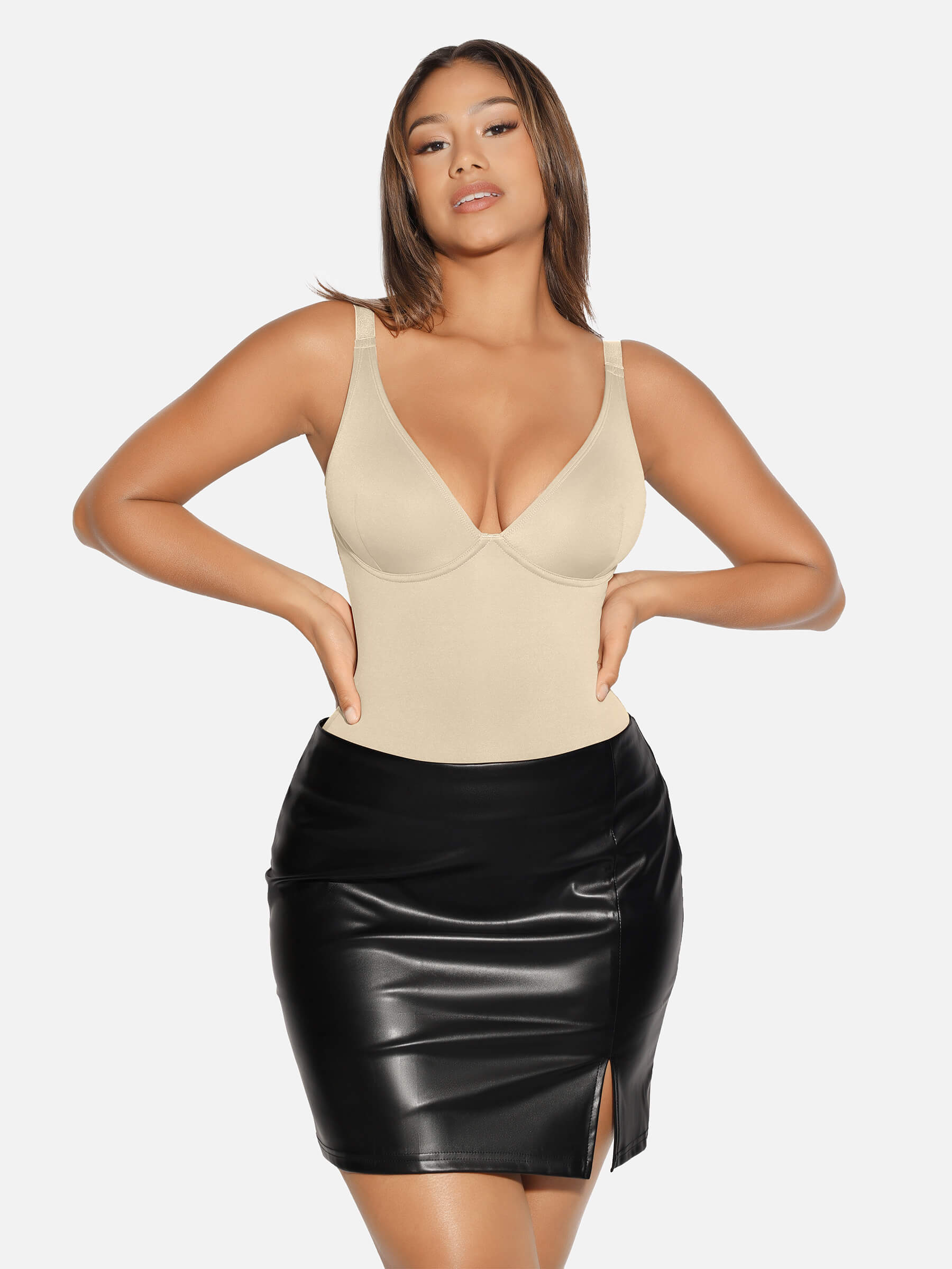 V Neck Tummy Control Shaping Bodysuit