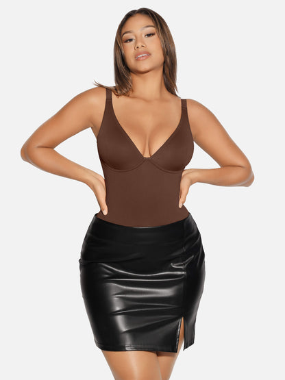 V Neck Tummy Control Shaping Bodysuit