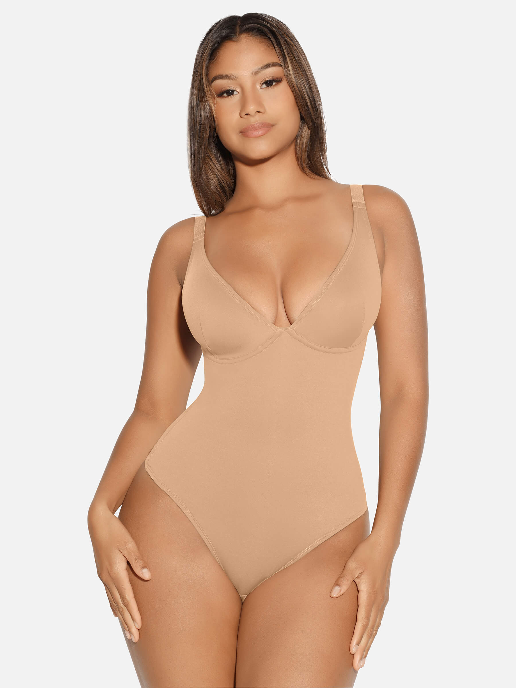 V Neck Tummy Control Shaping Bodysuit