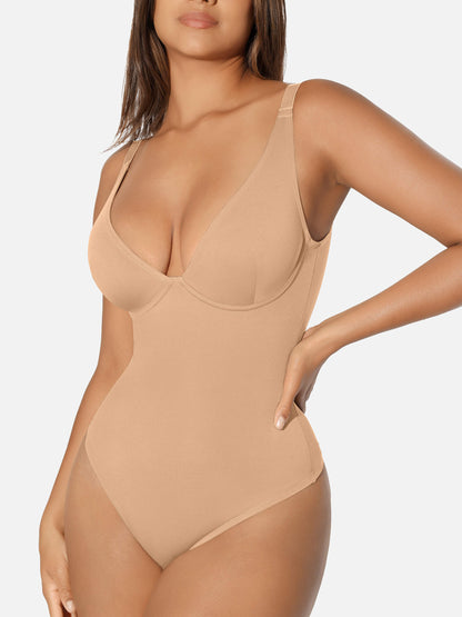 V Neck Tummy Control Shaping Bodysuit