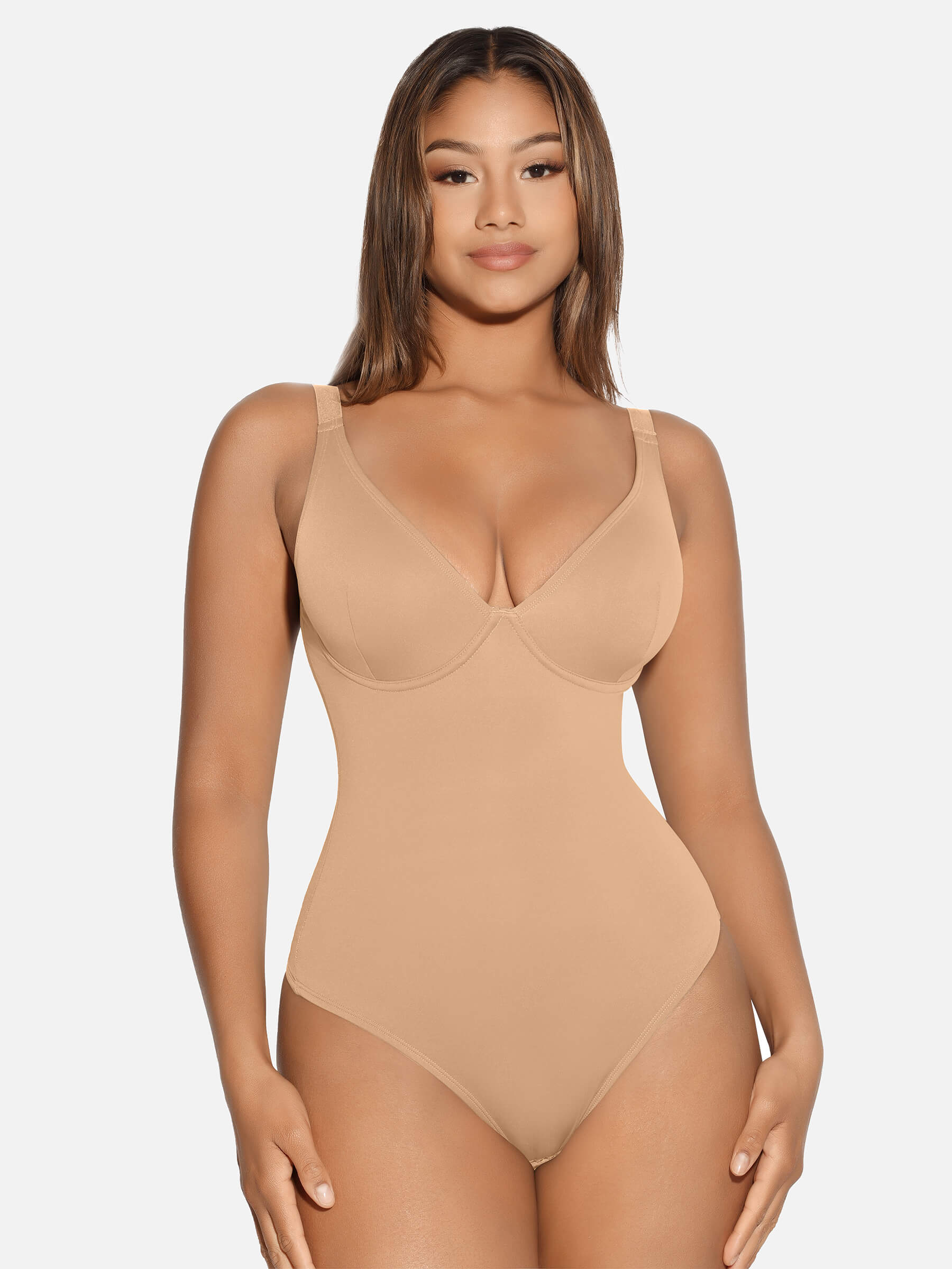V Neck Tummy Control Shaping Bodysuit