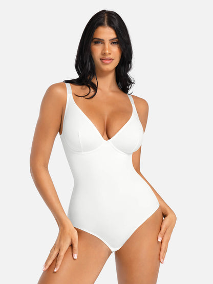 V Neck Tummy Control Shaping Bodysuit