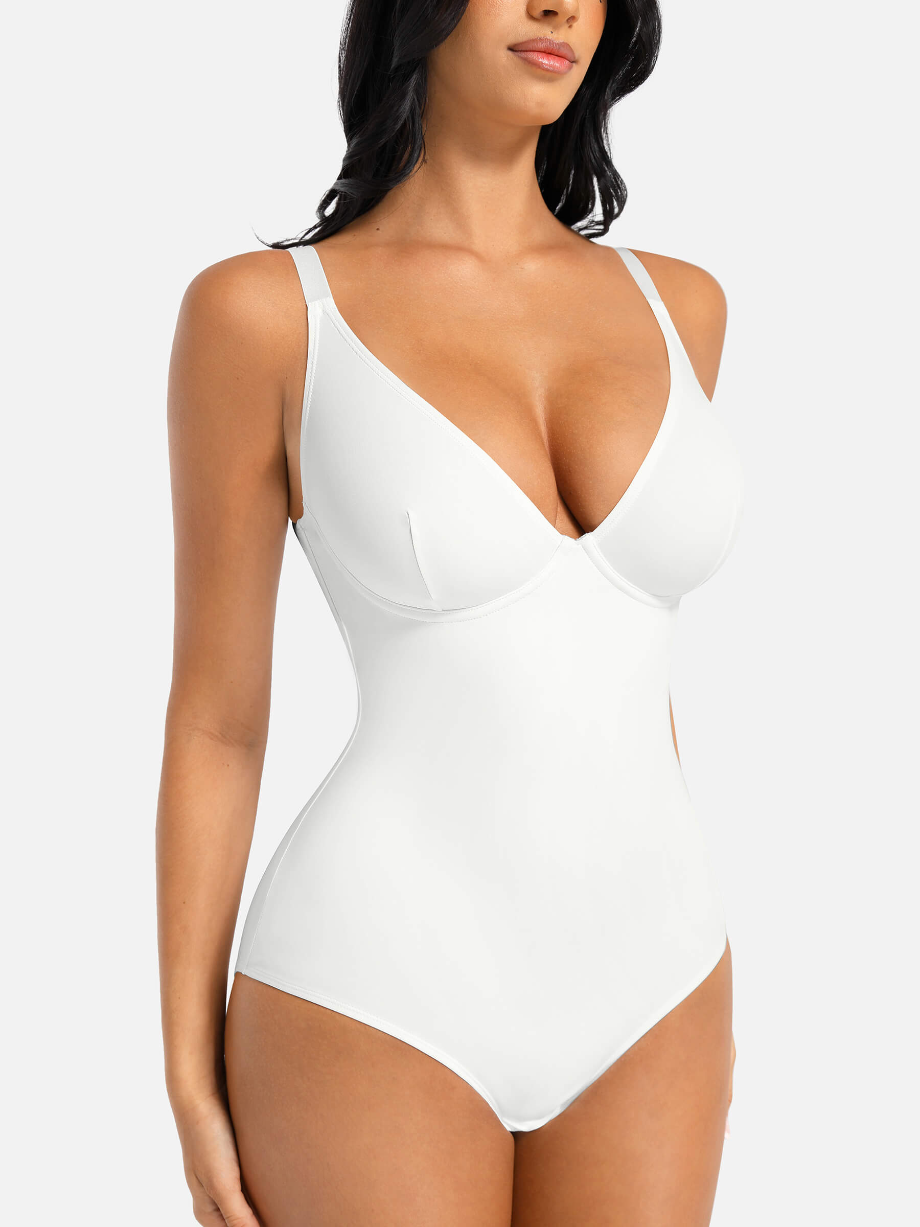 V Neck Tummy Control Shaping Bodysuit