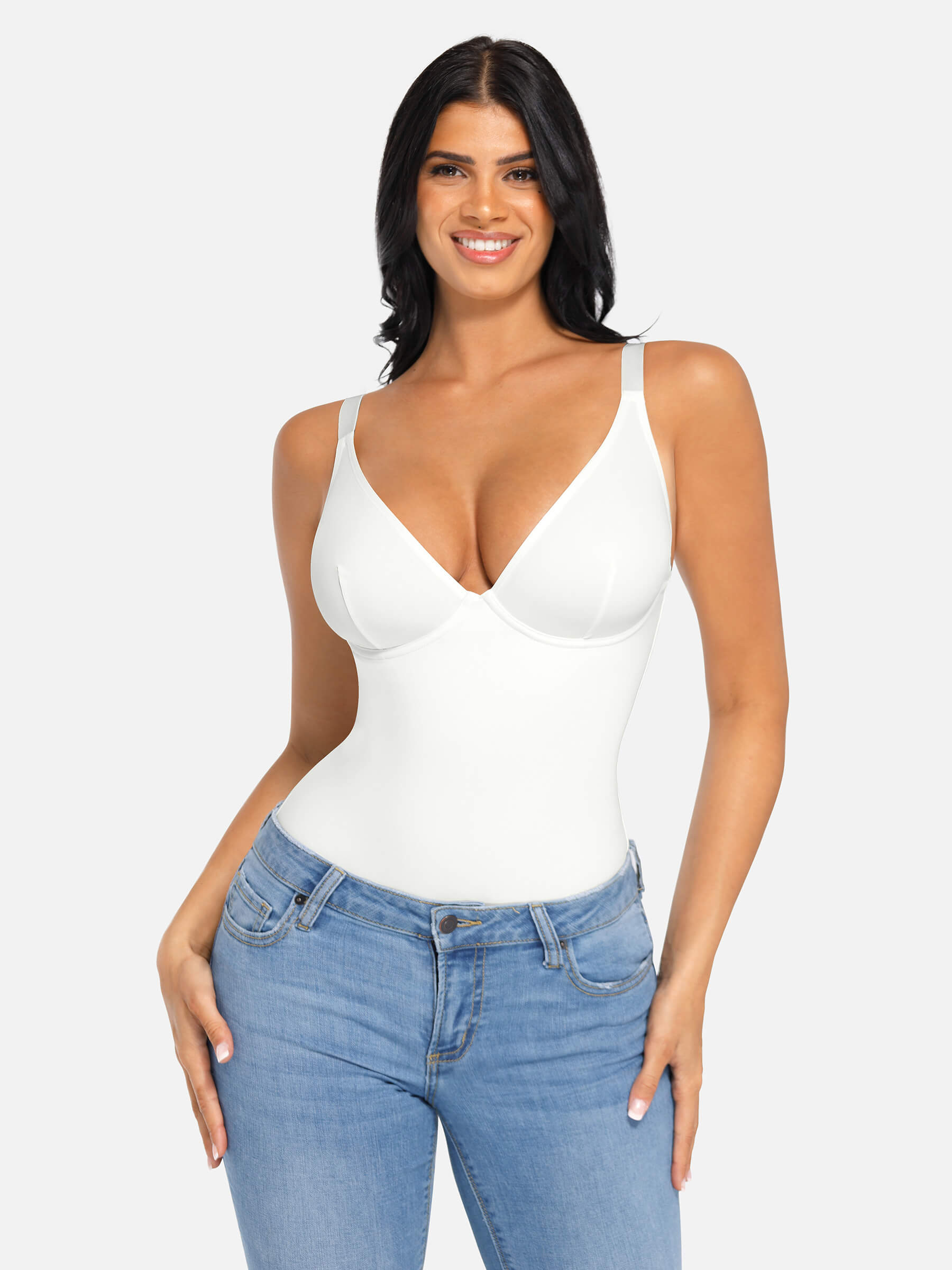 V Neck Tummy Control Shaping Bodysuit