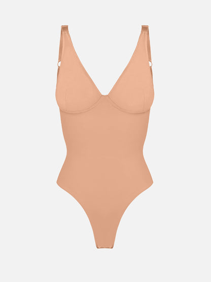 V Neck Tummy Control Shaping Bodysuit