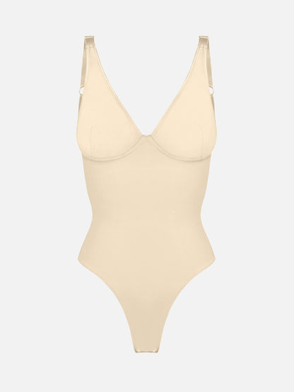 V Neck Tummy Control Shaping Bodysuit