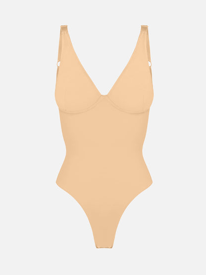 V Neck Tummy Control Shaping Bodysuit