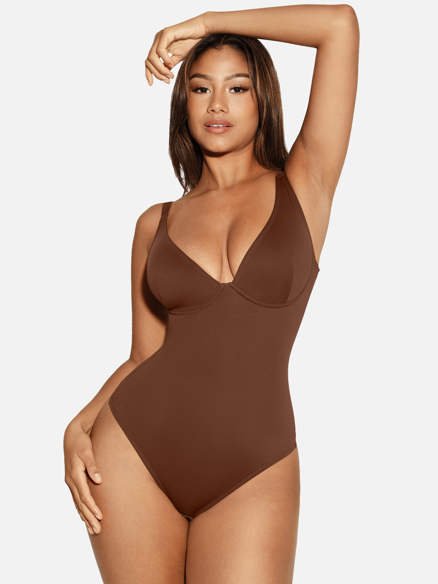 V Neck Tummy Control Shaping Bodysuit